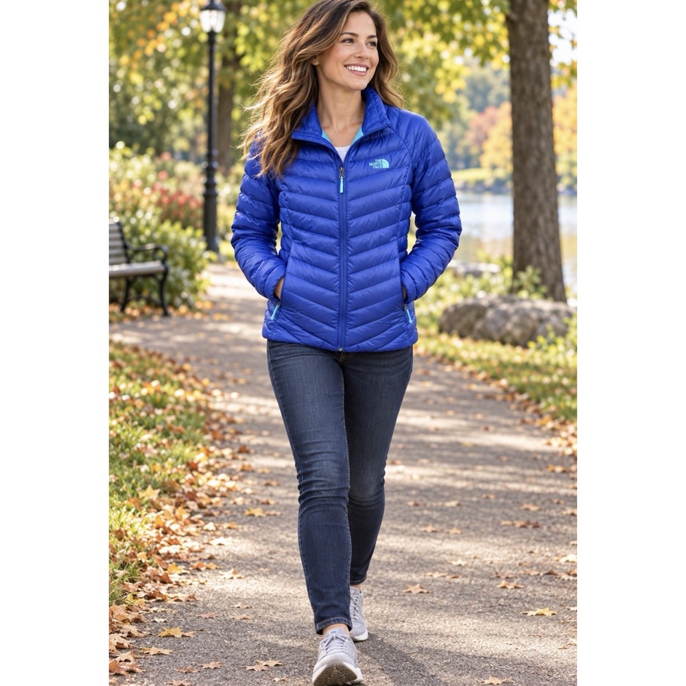 North Face  550 Goose Down Puffer Quilted Jacket Women S  Purple & teal
